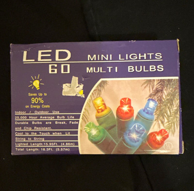 LED 60-Light Multicolor String Lights Indoor/Outdoor Wall Plug-In 120V 00740