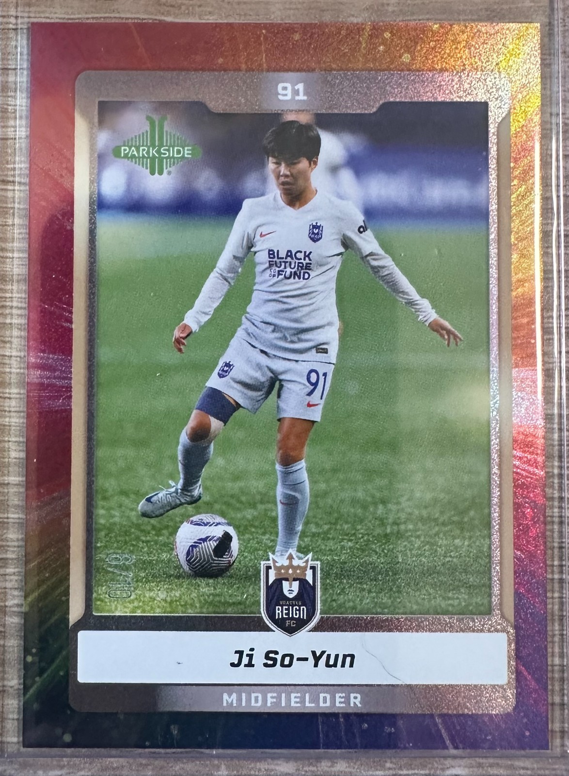 JI SO-YUN 2025 PARKSIDE NWSL VOLUME 1 RAINBOW FOIL SP #163 #6/10 SEATTLE REIGN!