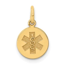14k 9.5mm Round Non-enameled Medical Jewelry Pendant XM406N