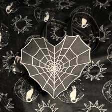 Fine By Me Black Heart Spider Web Zip Crossbo...