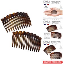 Hair Side Combs Set of 2 Tortoise Shell 2.75 Inch Decorative Curved French