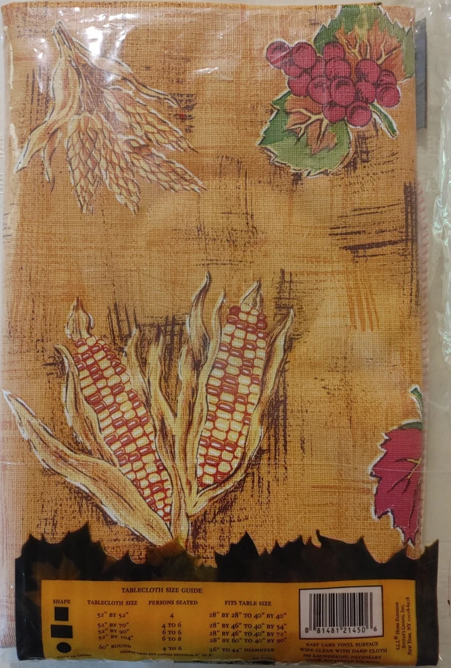 Vintage Sultan's Linens Vinyl Table Cloth Fall HARVEST 52"x70" Easy Care - Image 4 of 4