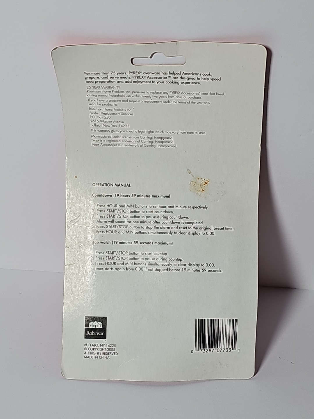 Pyrex Digital Timer 1998 White Model 7733 Original Package Vintage NOS Sealed