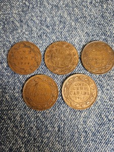 Canadian Large Cents  1909, 1910, 1913, 1916, 1917