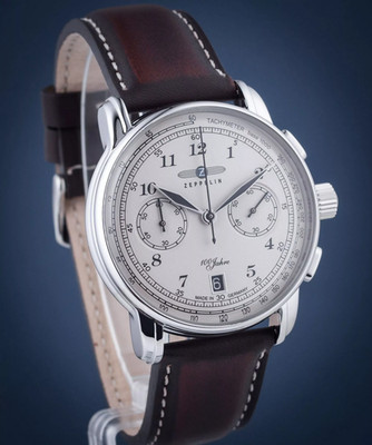 Zeppelin 100 Years Chronograph Beige Dial Brown Leather Band Men's Watch 7674-6