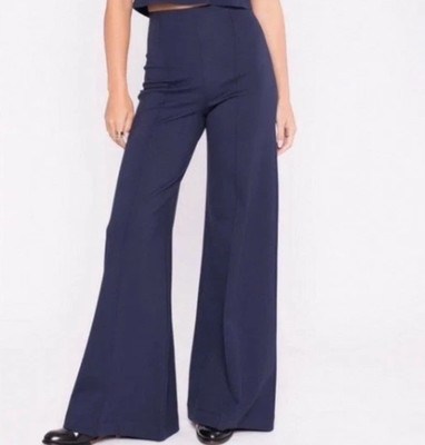 Ripley Rader Los Angeles Black Ponte Knit Long Wide leg Pant size 2 (S)x28 HOLE