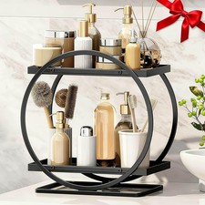 Bathroom Counter Organizer, Black Perfume Organizer for Dresser, 2 Tier Bathr...