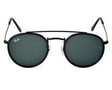 Ray-Ban Sunglasses RB3647N Round Double Bridge Black Frame Blue Grey Lens 51mm