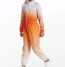 Weissman Perm Orange Ombre Rhinestone Jumpsuit Dance Costume 14875 LC