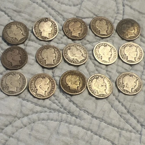 Barber Dimes P mint 1906-1916 90% Silver chosen from lot