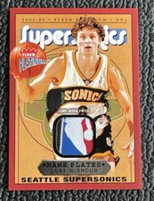 🔥LUKE RIDNOUR 2003 FLEER PLATINUM GAME USED NBA LOGOMAN JERSEY /710!🔥SONICS