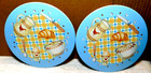 Delta G. D.~(2) Two Cappuccino Melamine Trivet Hot Plates 7 3/4" Vintage