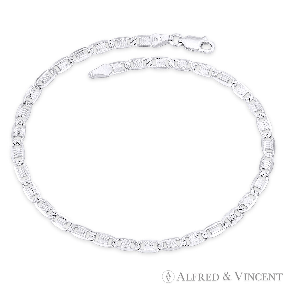 3.7mm Valentino Link Diamond-Cut Pave .925 Sterling Silver