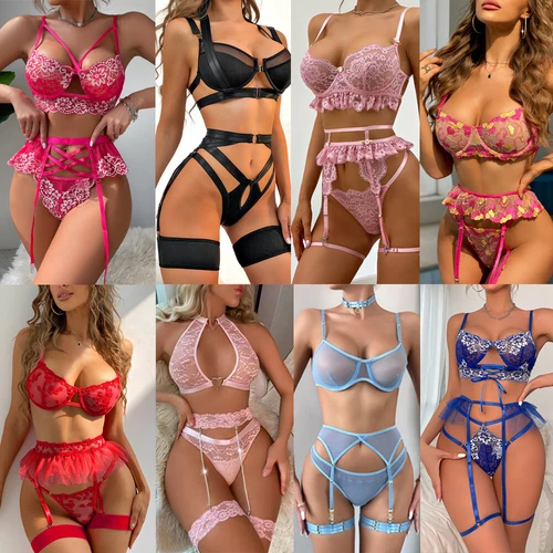 Sexy Lingerie Lace Dress Underwear w/Garter Belt Babydoll Nightwear Sleepwear