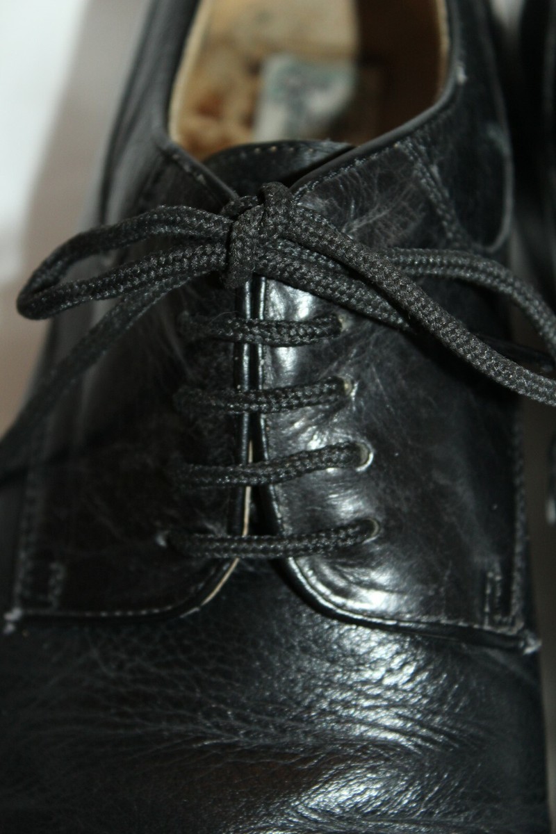 Mens SAN REMO of ITALY Black Leather Dress Cap Toe Oxfords  display picture 2
