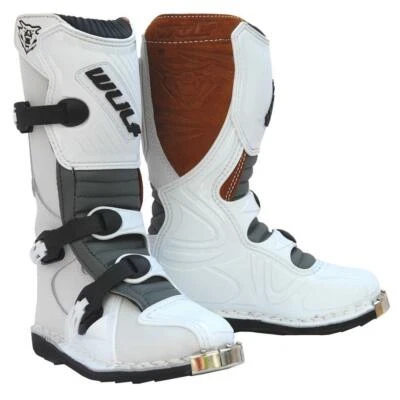 Wulfsport Cub LA Kids Motocross Boots Off Road Motorbike Youth Enduro White
