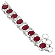 Pink Onyx Gemstone Handmade 925 Sterling Silver Jewelry Bracelet Size 7-8"