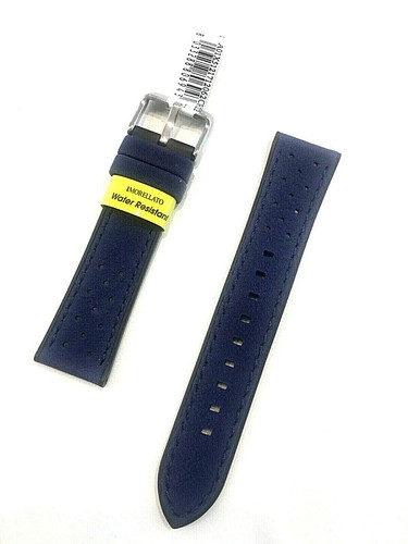 Cinturino orologio uomo Morellato pelle gomma traforato estivo 20mm 22 blu  scuro | eBay