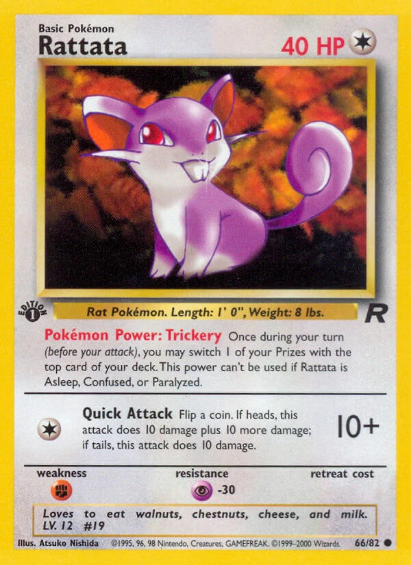 1st Edition Rattata 66/82 - Team Rocket - Pokemon Card - Near Mint (NM)
