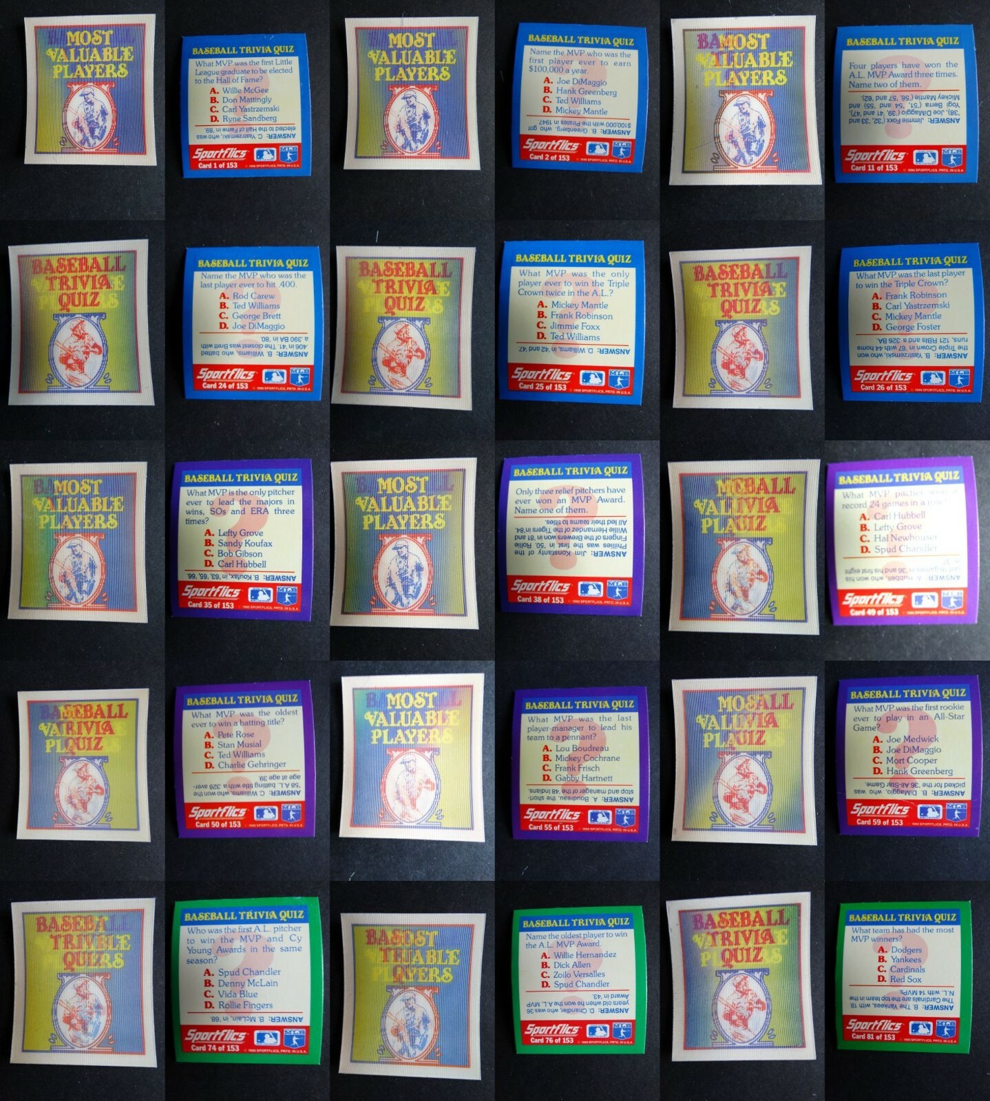 1990 Sportflics Magic Motion Trivia Baseball Card Complete Your Set U Pick 1-153