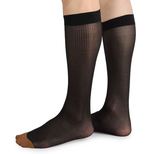 1/2/3 Pairs Mens Ultra Thin Dress Socks Silk Sheer Business Striped Socks Work - Picture 2 of 15