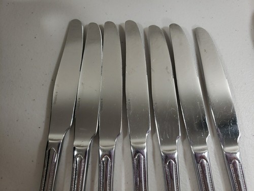 Set Of 7 Oneida COUNTESS Beaded Stainless Flatware Dinner Knives 9 1/2” - Picture 3 of 7