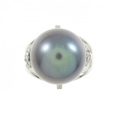 Authentic K18WG Black Pearl Ring 13.4mm #270-003-965-1157 - 第 2/4 張圖片