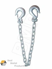 Safety Chain 2´x 3/8" W/2 Latched Slip Hooks Trailer Heavy Duty Towing 0900173