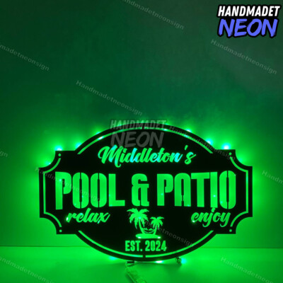 #ad #ad Custom Pool And Patio Metal Wall Art Led Light Decor 12inch