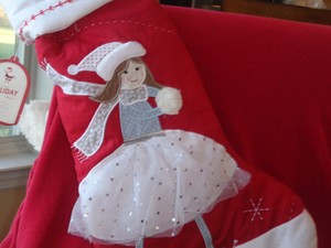 Pottery Barn Kids Quilted Stocking Ice Skater Christmas Mono