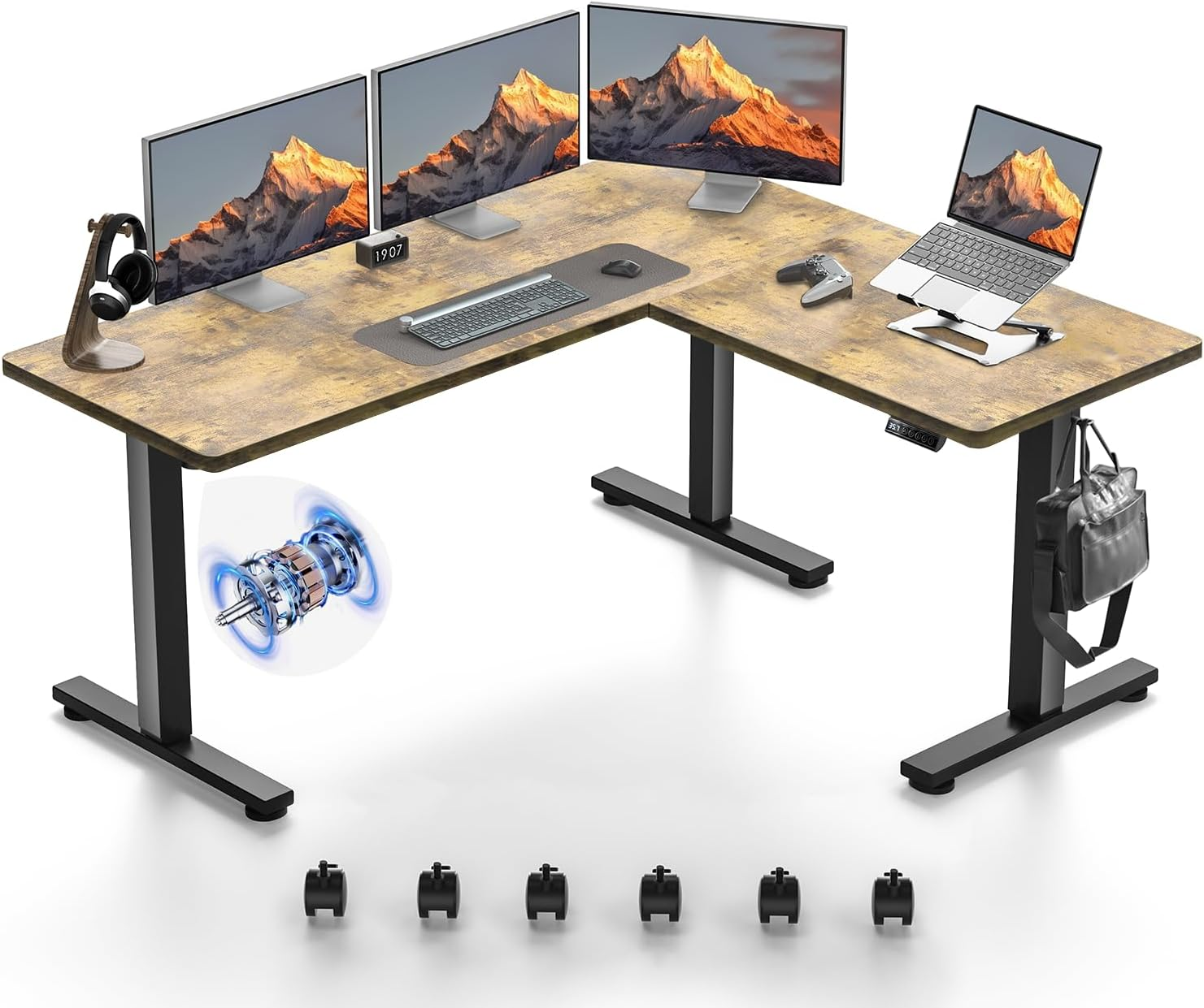 L Shaped Standing Desk Adjustable Height 63 X 55 Corner Standing Desk Electric S-image