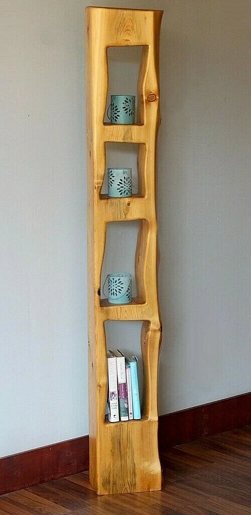 Live Edge White Cedar Book Shelf