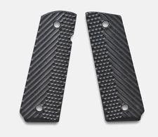 1911 Full Size Grips, G-10 Black, Ripple Design, Beveled Bottom