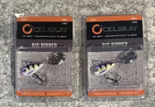 2 Packs Celsius Big Ripper 1/4 OZ Purple Glow Tiger Ice Fishing Jigs