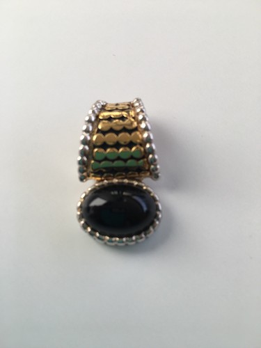 Premier Designs Jewelry Pendant. Gold/Silver plated with Black Cabochon. Mira - Picture 5 of 10