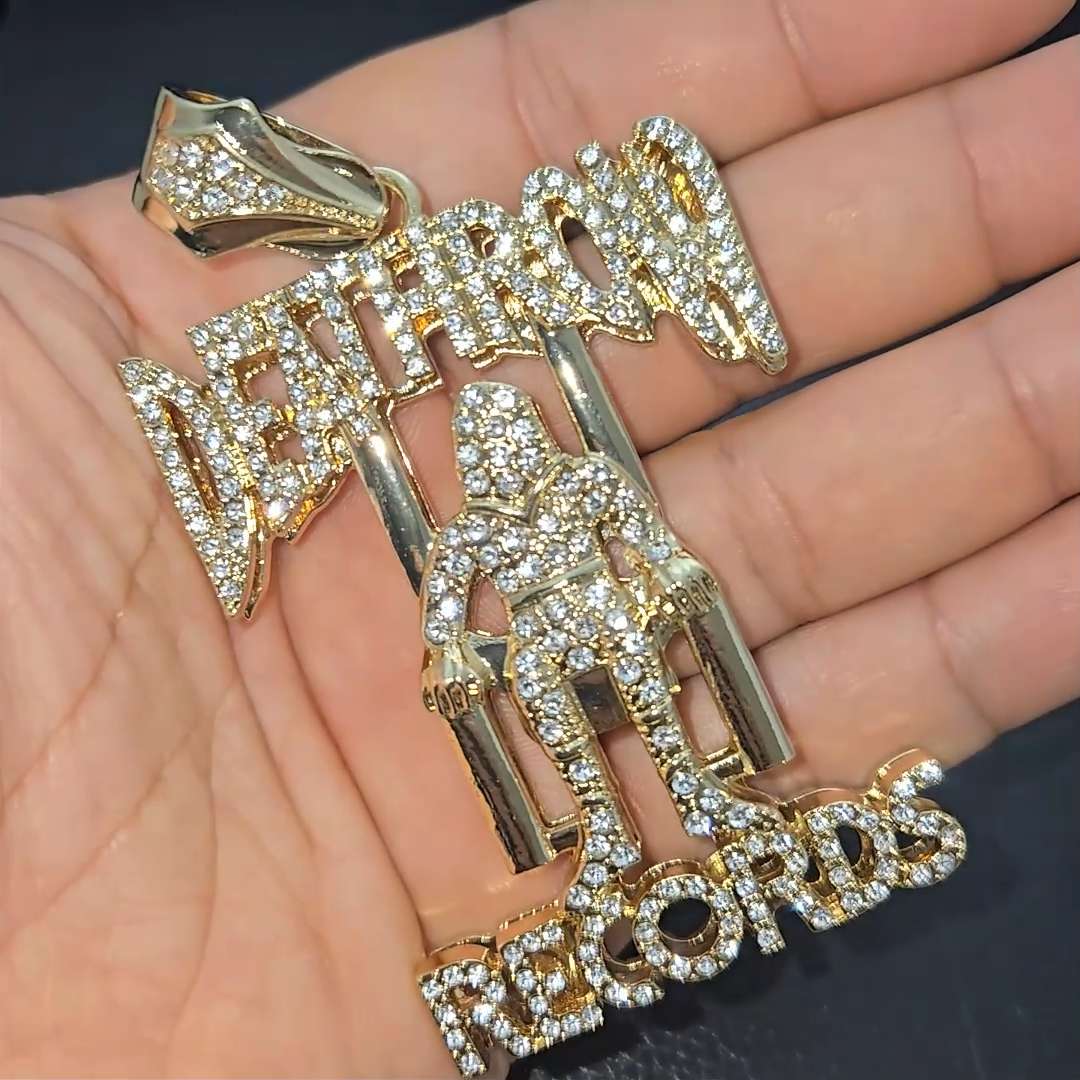 HIP HOP RAPPER STYLE ICED CUBIC ZIRCONIA GOLD PLATED LARGE BLING CHARM ...