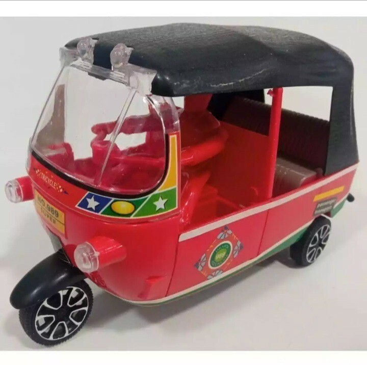Mini Toy Set Tuk-Tuk Taxi Rickshaw Three Wheeler Plastic For Kids 
