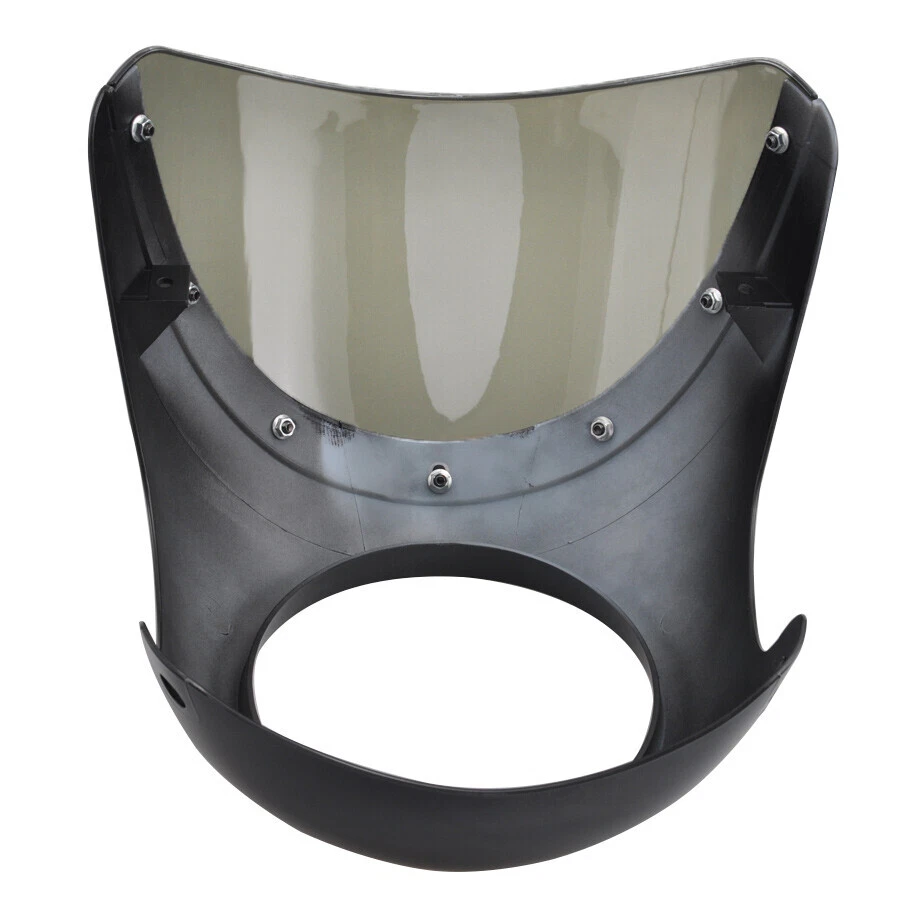 Cubierta de faro de motocicleta de 7" negra carenado parabrisas universal para café racer Foto 4 de 4