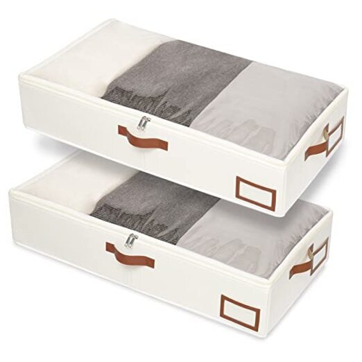 Under Bed Storage, 2 Pack Underbed Storage Box, 31.5x15.7x6in/2-Pack Beige