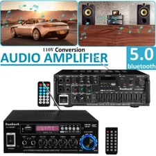 2000W 2 Channel Bluetooth 5.0 Power Amplifier FM Audio Stereo Amp Home Car