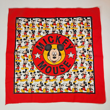 Vintage 1980's MICKEY MOUSE All Over Print Bandana Handkerchief 21" Made in USA