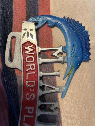 1950s florida plate topper very nice Swordfish Miami Worlds Playground Rare - Bild 2 von 7