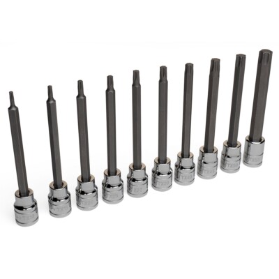 Eastwood 10pc 3/8'' Drive Long Torx Hex Bit Set Chrome Vanadium T10 - T55 Tools