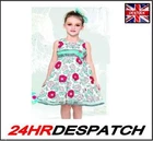 BEAUTIFUL NEW DESIGN GREEN RED PINK TENCEL PARTY OCCASION FLOWER DRESS SIZE 4