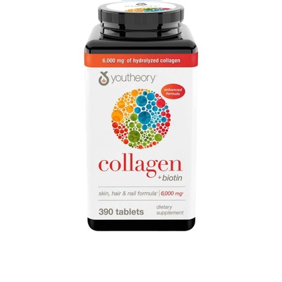 youtheory Collagen Plus Biotin, 390 Tablets Skin Hair Nails EXP 05/2026