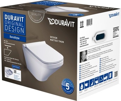 Duravit DuraStyle Wand-WC Duravit Rimless Set 455109, inklusive WC-Sitz,