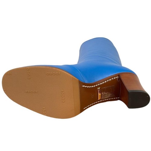 Stivali al ginocchio Gucci x Adidas in pelle blu e bianca - Foto 6 di 7