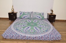 Turquoise Blue Paisley Boho King Duvet Set Cotton Mandala Quilt 92x84 + Cases