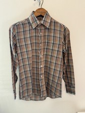 Vtg 70s Youth Boys Large 14 Montgomery Ward Button Down Shirt Brady Bunch USA