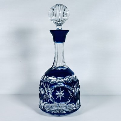 Vintage Böhmische Kobaltblau Bleikristall Glas Karaffe 